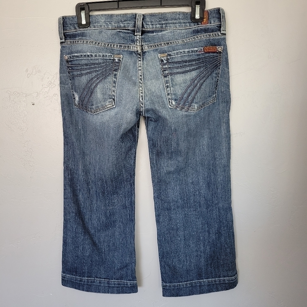 7 for All Mankind Dojo Capris Capri Jeans Denim Sz 27 Medium Wash Spring Summer